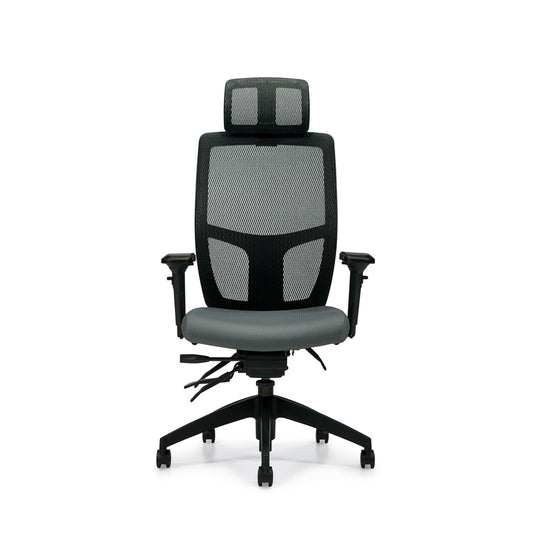 Global Mirage High-Back Tilter with Headrest Office Chair - Ironwork - Grey