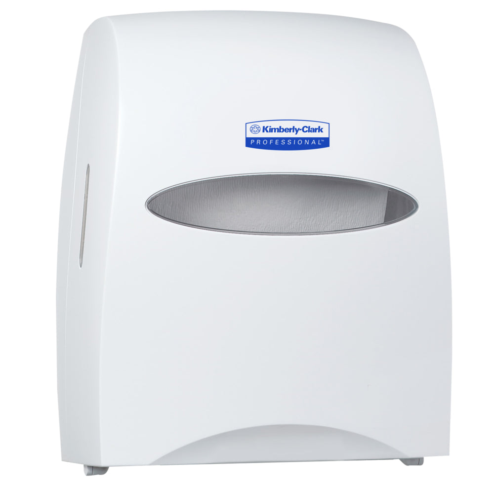 Distributeur manuel d'essuie-mains en rouleau Kimberly-Clark Professional Sanitouch – pour essuie-mains en rouleau de 1,5 po – 12,63 po x 16,13 po x 10,2 po – Blanc