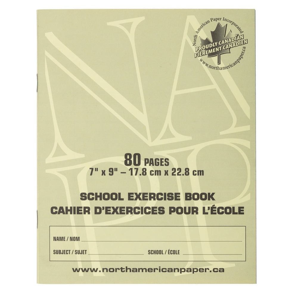 Cahiers d'exercices North American Paper Inc. - 7" x 9" - Ligné 5/16" - 80 pages - Paquet de 20