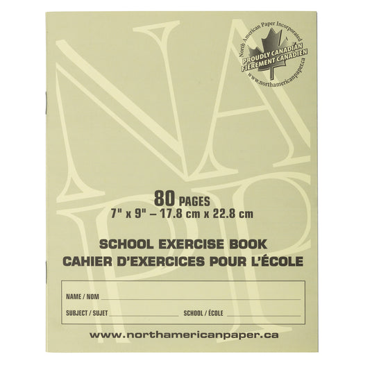 Cahiers d'exercices North American Paper Inc. - 7" x 9" - Ligné 5/16" - 80 pages - Paquet de 20