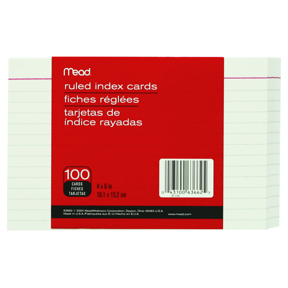 Mead Ruled Index Cards - 4" x 6" - 100 Pack
