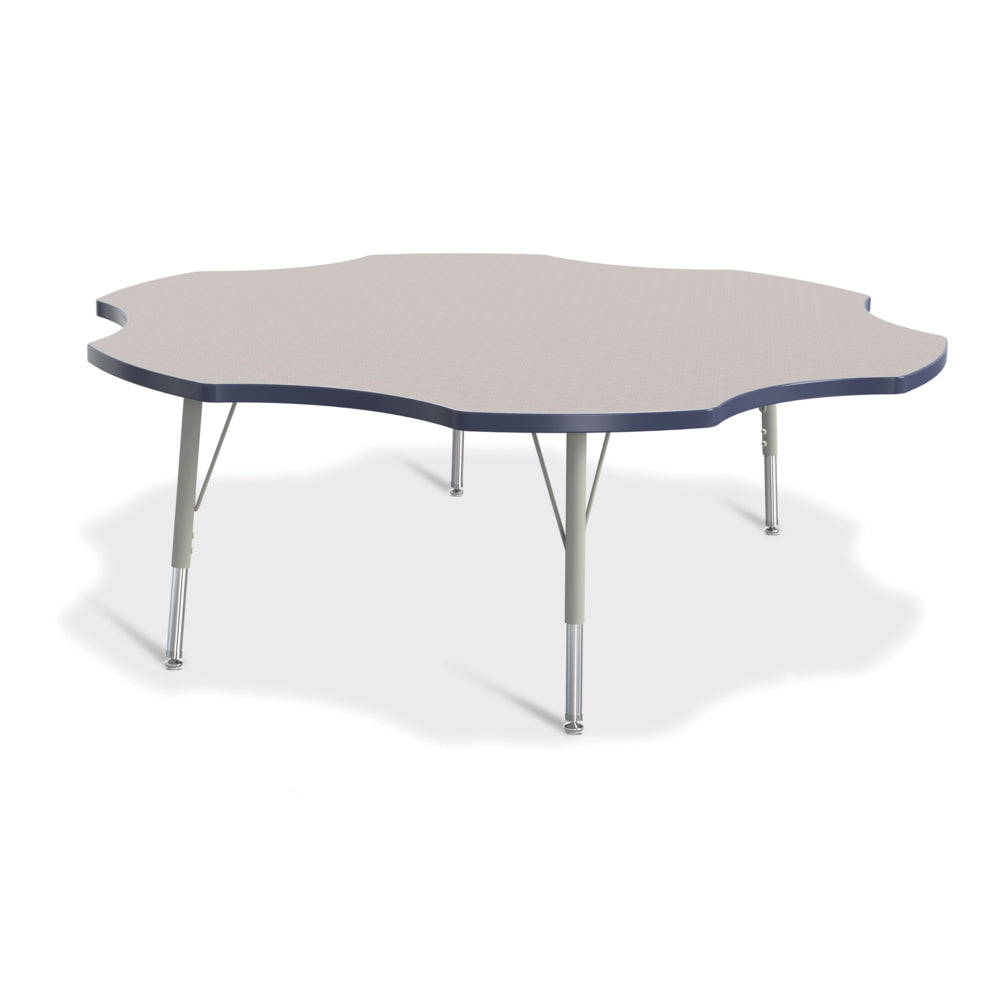 Table d'activités Jonti-Craft Berries à six abattants - 152 cm - 38 à 61 cm - Gris tacheté/bleu marine