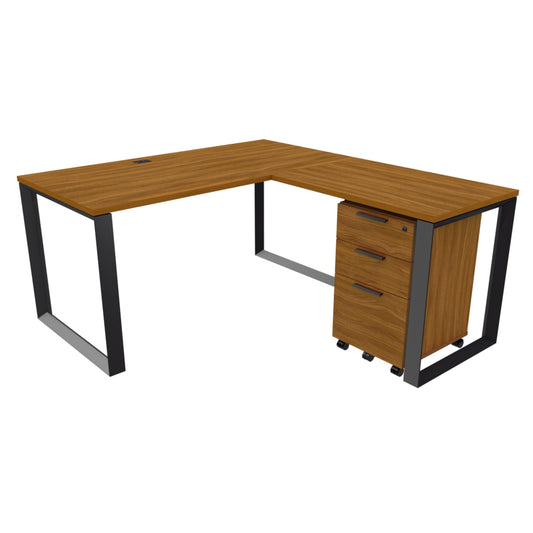 Heartwood HDL Levels L Desk With Mobile Storage - Black Walnut Black