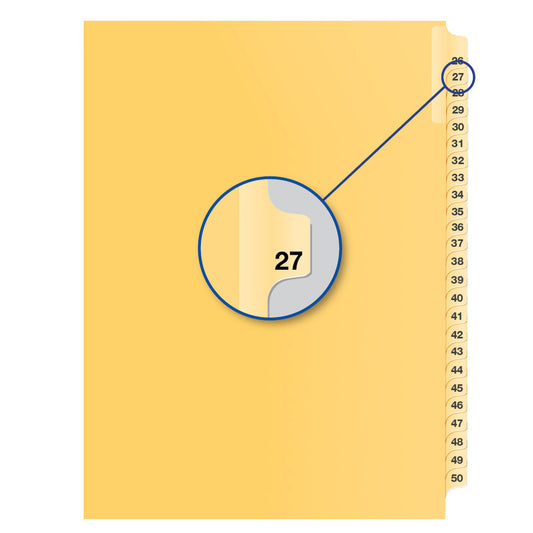Legal Exhibit Dividers Buff #27 Letter Size, Pack of 25
