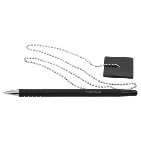 Stylo de sécurité de bureau Merangue - Chaîne en métal de 61 cm - Noir