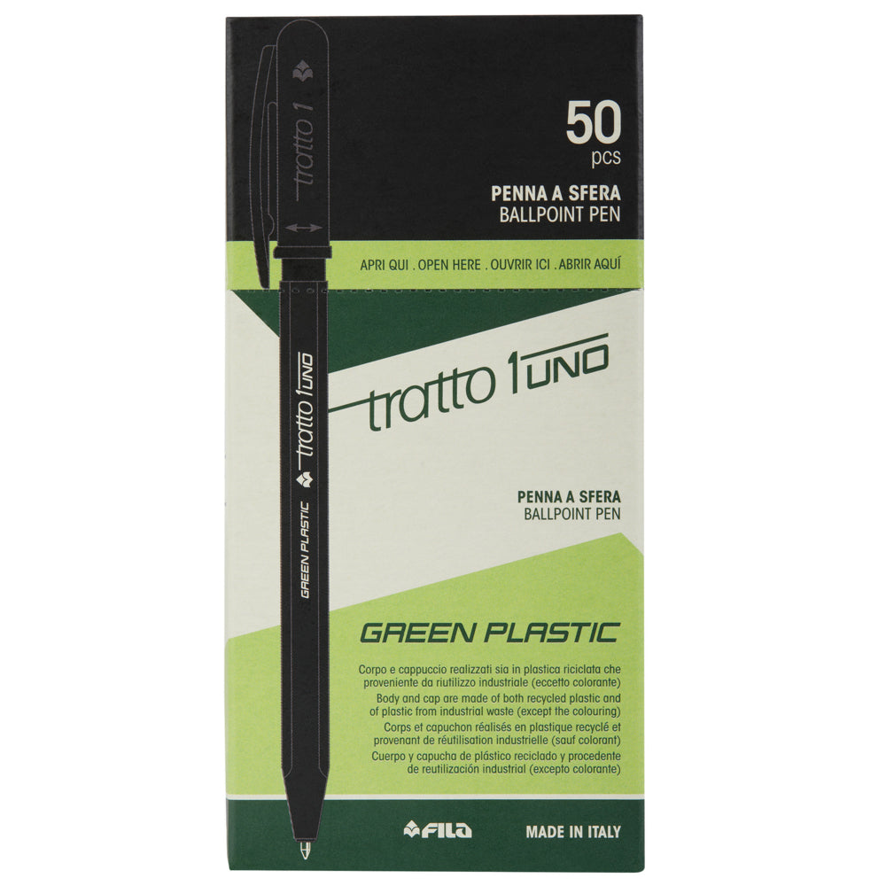 Stylos à bille Tratto - Pointe moyenne - Noir - Lot de 50