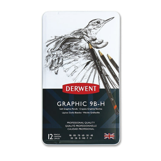 Crayons graphiques Derwent 20 degrés, boîte souple - Lot de 12