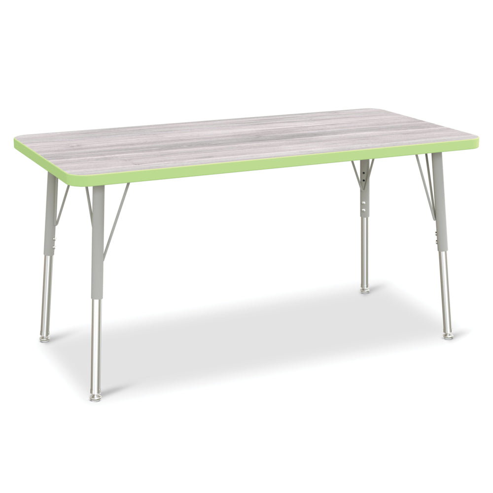 Table d'activités rectangulaire Jonti-Craft Berries - 24" x 48" - 24-31"H - Gris bois flotté/citron vert
