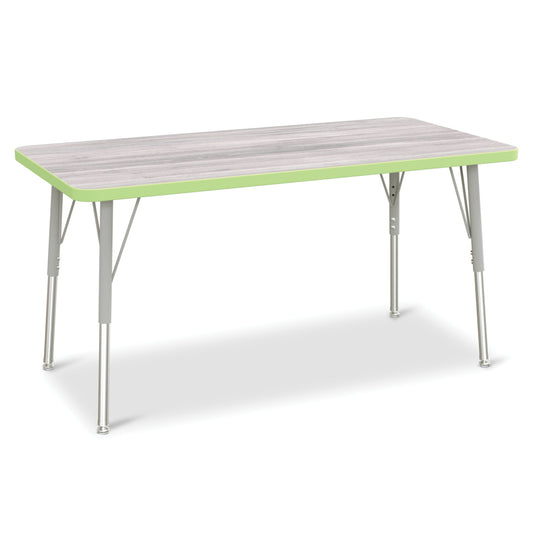Jonti-Craft Berries Rectangle Activity Table - 24" x 48" - 24-31"H - Driftwood Grey/Key Lime