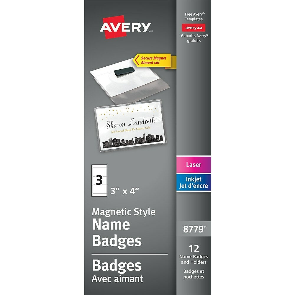 Kit de badges magnétiques Avery, lot de 12
