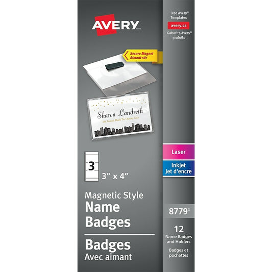 Kit de badges magnétiques Avery, lot de 12
