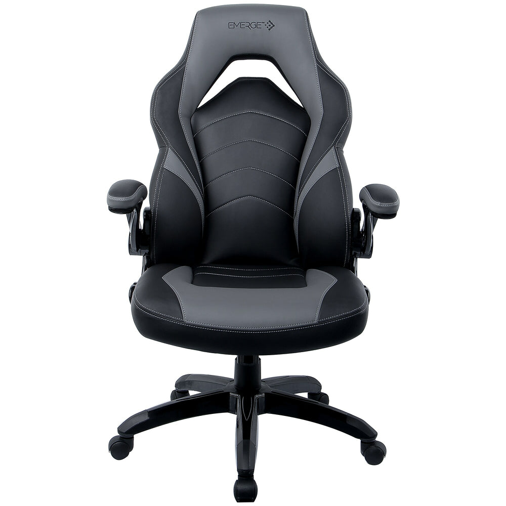 Staples Emerge Vortex Bonded Leather Gaming Chair, Black and Grey