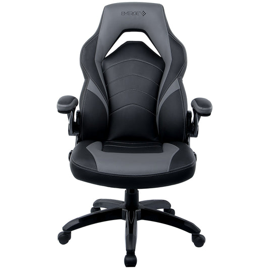 Staples Emerge Vortex Bonded Leather Gaming Chair, Black and Grey