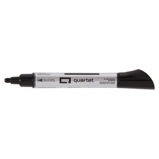 Quartet Premium Glass Board Markers - Bullet Tip - Black - 12 Pack