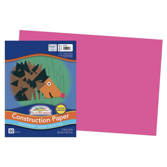 Papier de construction SunWorks, rose vif, 30,5 cm x 45,7 cm, 50 feuilles/paquet
