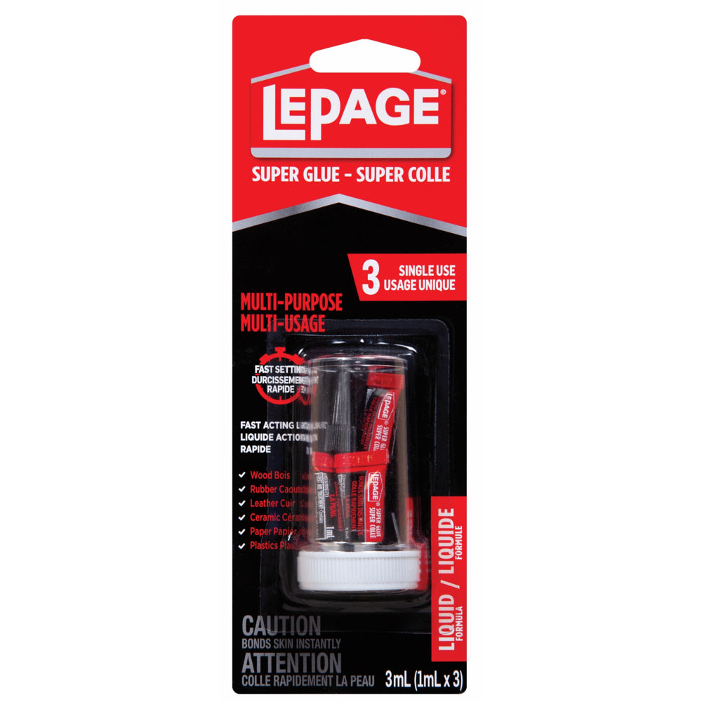 Lepage Super Glue Multi-Purpose Liquid - 1 mL - Clear - 3 Pack