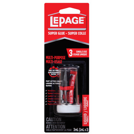 Lepage Super Glue Multi-Purpose Liquid - 1 mL - Clear - 3 Pack