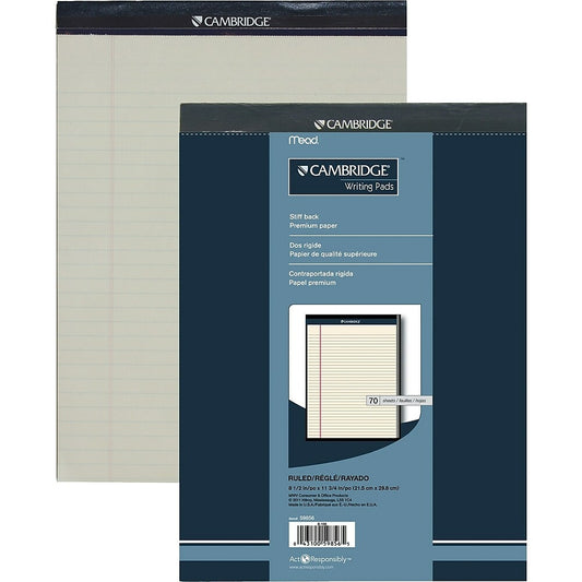 Bloc-notes Cambridge Premium, 8-1/2" x 11-3/4", larges lignes, ivoire, 70 feuilles