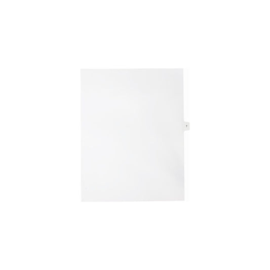 Onglets numériques Sterling Singles, n° 7, blancs, format lettre, coupe 1/15, paquet de 25