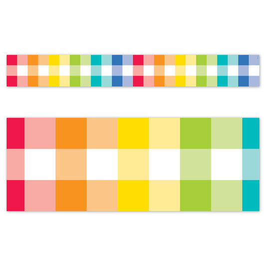 Creative Teaching Press Rainbow Buffalo Check EZ Border