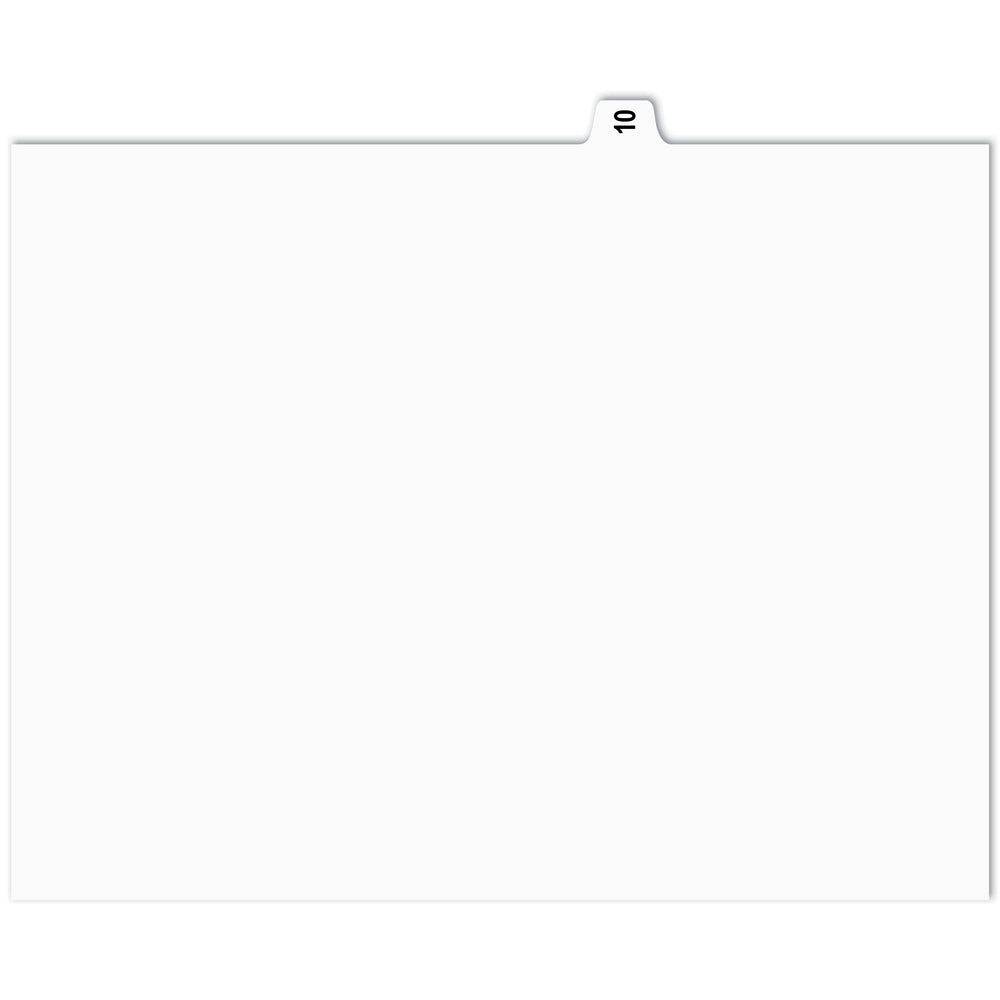 Apak Numerical Index Tabs - #10 - White - 8 1/2" x 11" - 1/15th Cut - 110 lb. - Unpunched - 25 Pack