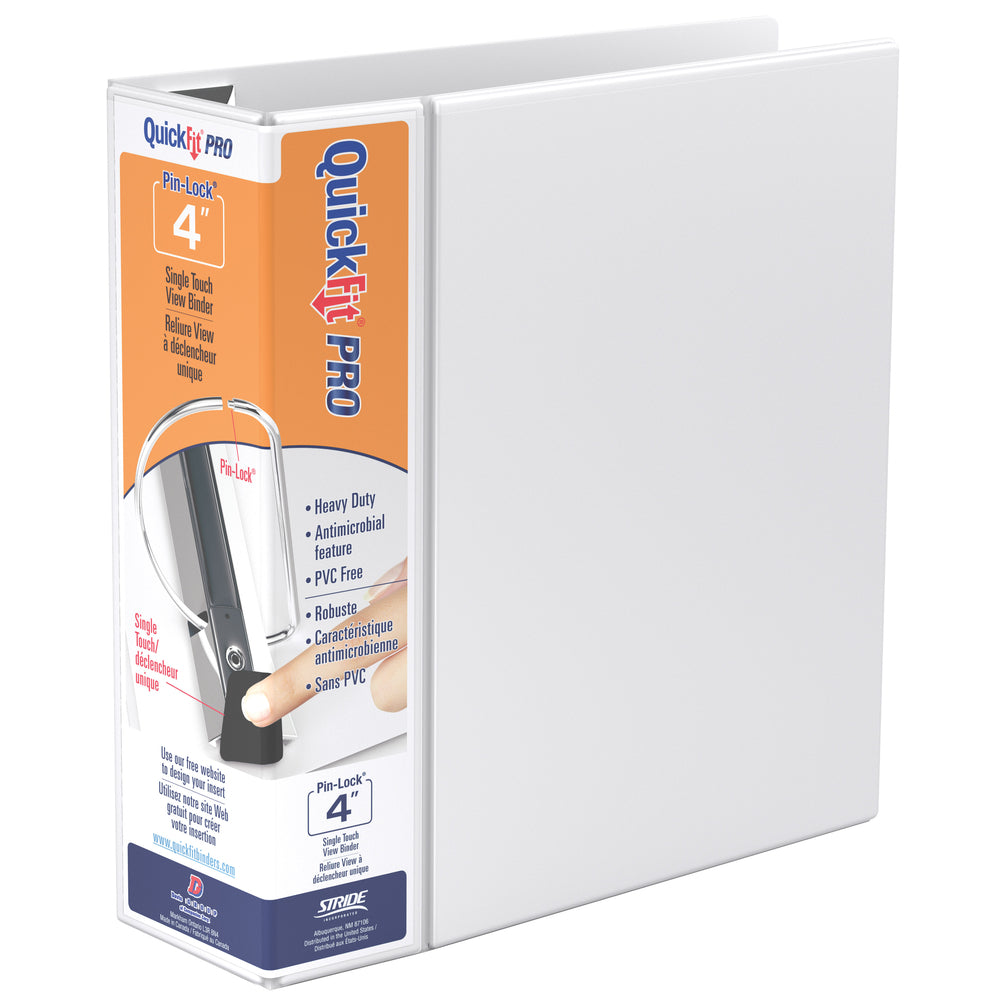 Davis Group QuickFit Pro HD Single Touch Pin-Lock 4" View Binder - White