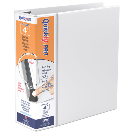 Davis Group QuickFit Pro HD Single Touch Pin-Lock 4" View Binder - White