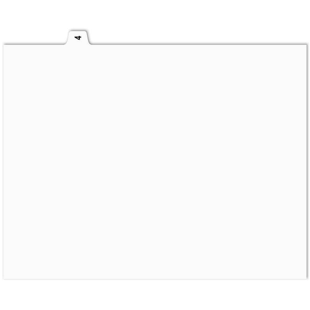 Onglets d'indexation numérique Apak - n° 4 - Blancs - 8 1/2" x 11" - Coupe 1/15e - 110 lb - Non perforés - Paquet de 25