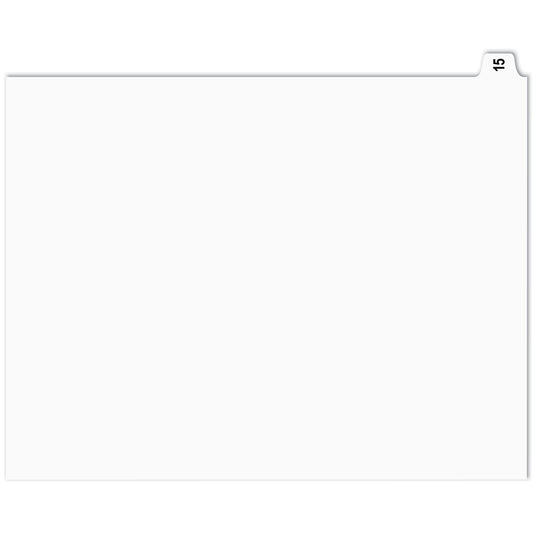 Apak Numerical Index Tabs - #15 - White - 8 1/2" x 11" - 1/15th Cut - 110 lb. - Unpunched - 25 Pack
