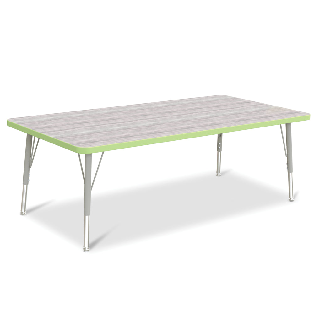 Jonti-Craft Berries Rectangle Activity Table - 30" x 60" - 15-24"H - Driftwood Grey/Key Lime