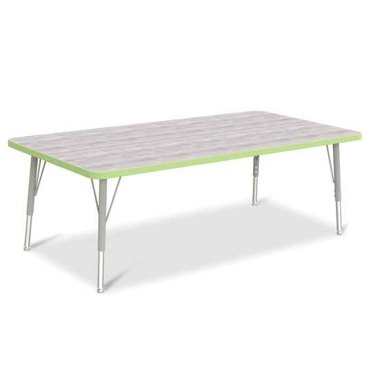 Jonti-Craft Berries Rectangle Activity Table - 30" x 60" - 15-24"H - Driftwood Grey/Key Lime