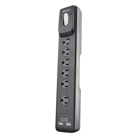 Parasurtenseur électronique Woods 6 prises et 2 ports USB 1780 joules
