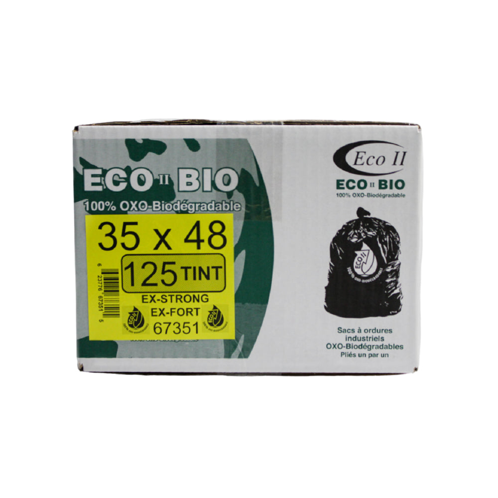 Eco II Oxo-Biodegradable Garbage Bags - 35" x 48" - Extra Strong - Clear - 125 Pack