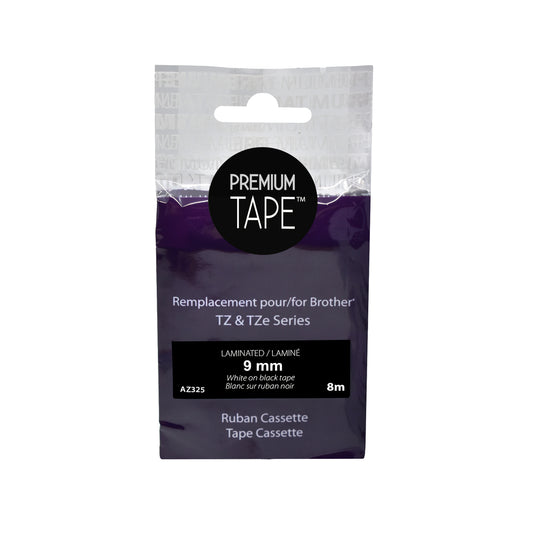 Nutone Premium Tapes Compatible with Brother TZ325, TZ-325, TZE-325, TZE325 - White / Black - 9 mm
