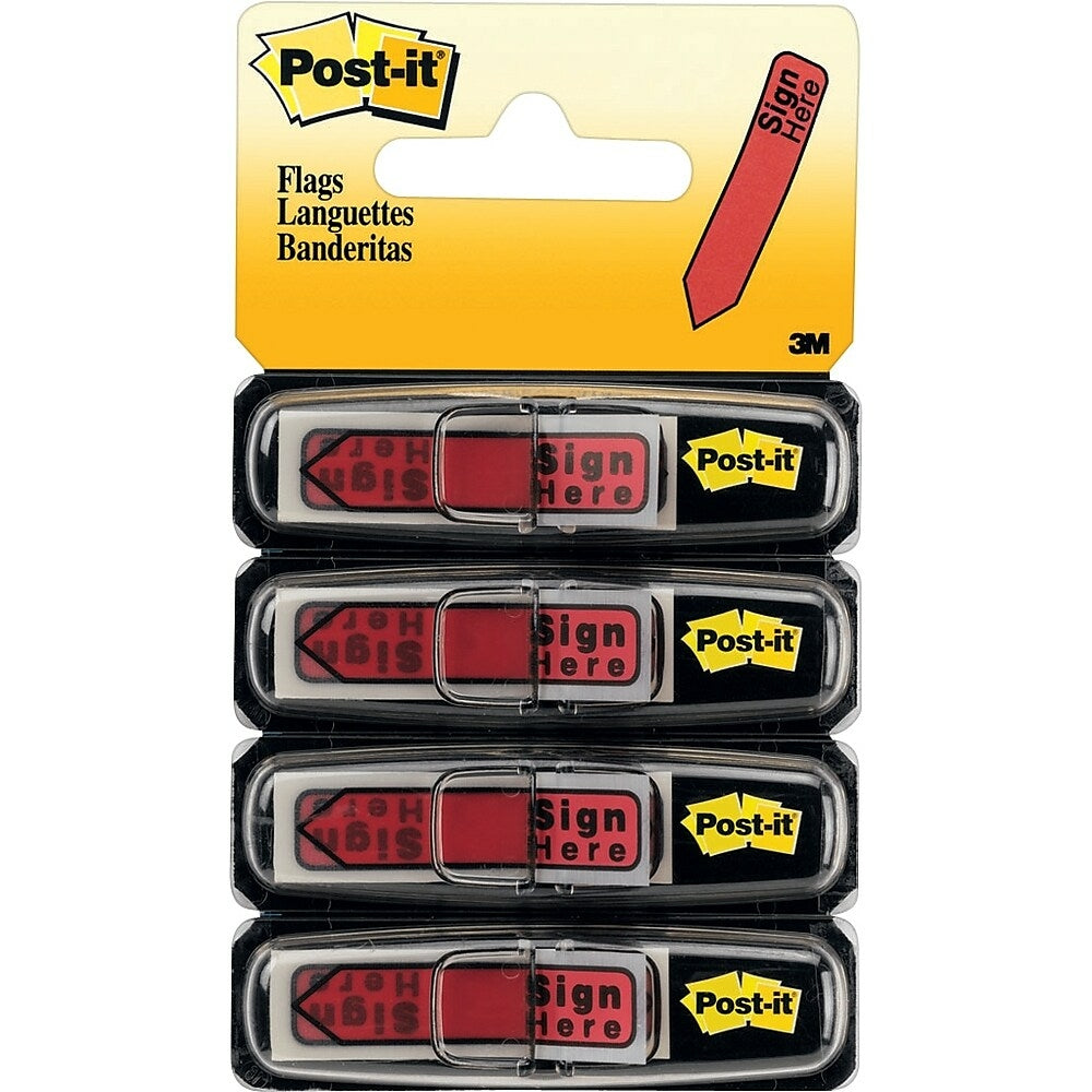 Drapeaux Post-it, flèches « Sign Here », 1/2 », rouge, paquet de 80