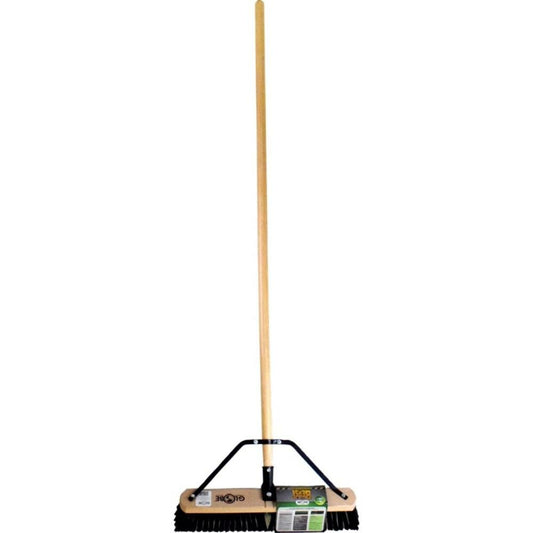 Globe 18" Wood Block Contractor Beast Push Broom, Medium Head, Industrial Grade