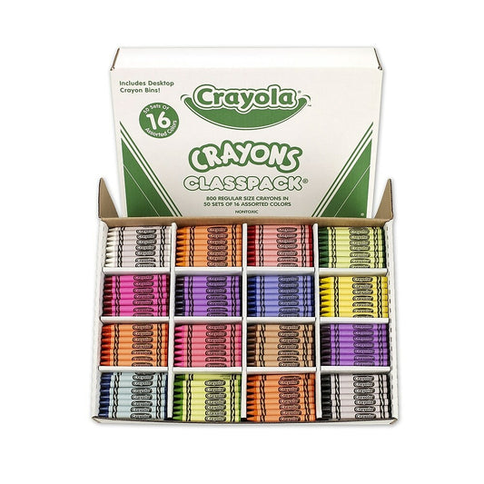 Crayola Regular Crayons Classpack - Assorted - 16 Colours - 800 Pack