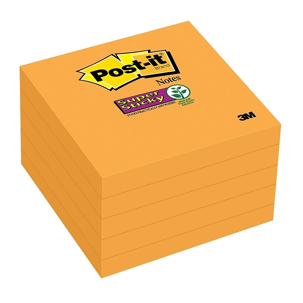 Post-it Super Sticky Notes - 3" x 3" - Neon Orange - 350 sheets - 5 Pack