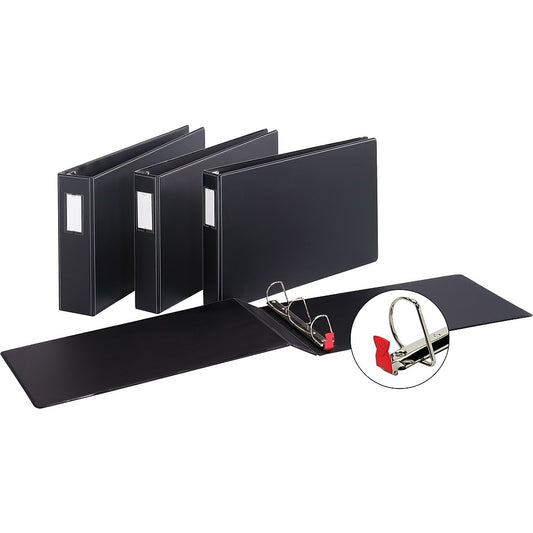 Cardinal Heavy-Duty D-Ring EasyOpen 11" x 17" Binder, 3", Black