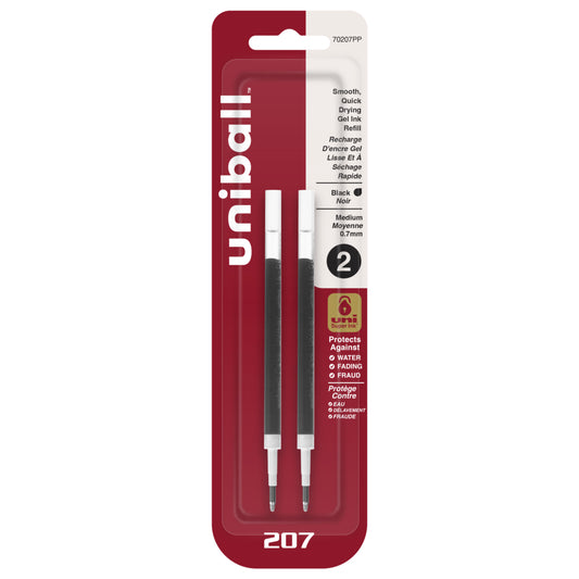uni-ball 207 Retractable Gel Pen Refills - Medium Point (0.7mm) - Black - 2 Pack