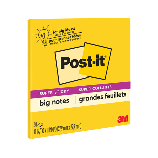 Post-it Super Sticky Big Note - 11"x11" - Jaune - 30 feuilles