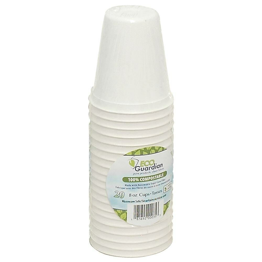 Gobelets compostables en bagasse Eco Guardian – 227 g – Paquet de 20 (EG-N-K051-S20)