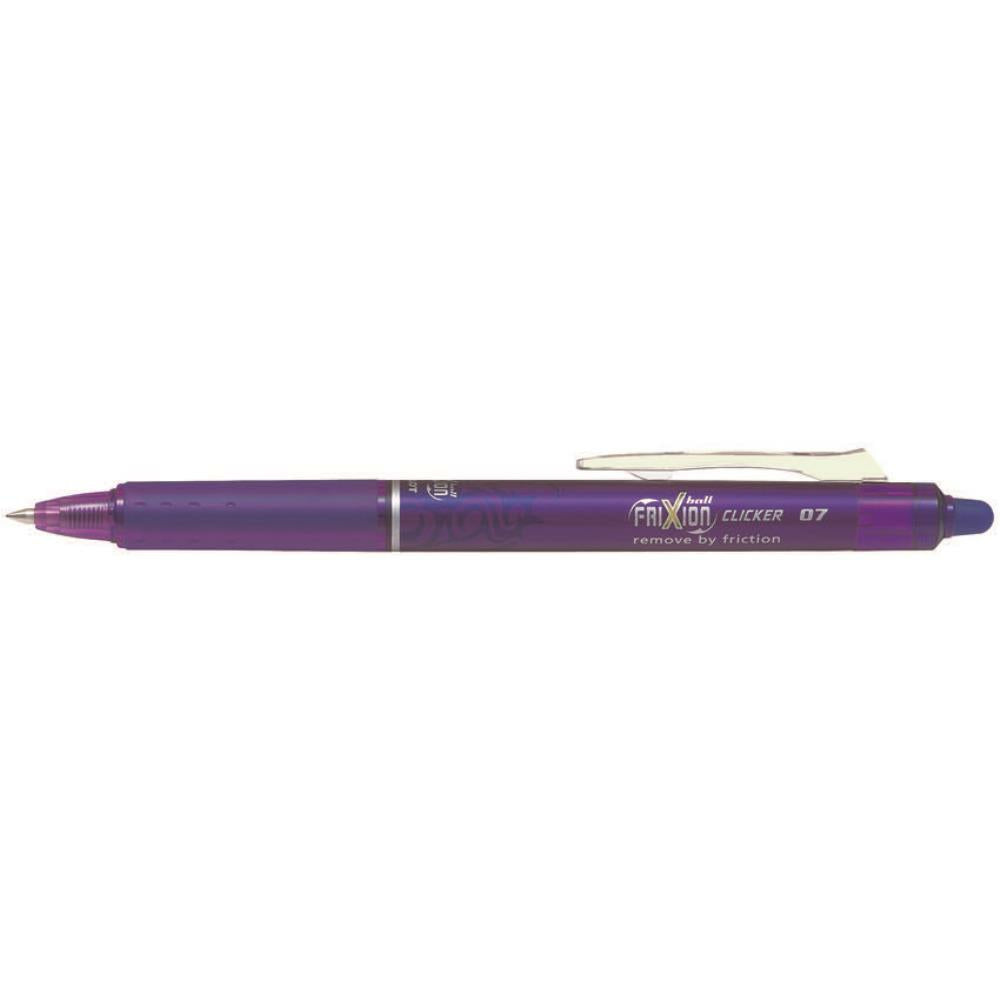 Stylo gel effaçable rétractable Pilot FriXion Clicker. 0,7 mm. Violet. Boîte de 12.
