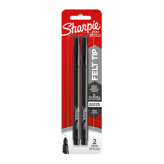 Stylos Sharpie - Pointe fine - Noir - Lot de 2