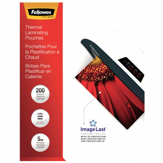Pochettes de plastification Fellowes ImageLast - Anti-bourrage - Format lettre - 5 mil - Paquet de 200