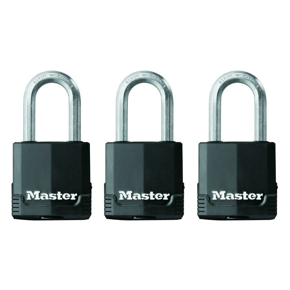 Cadenas Master Lock en acier laminé recouvert de 48 mm de large - Lot de 3