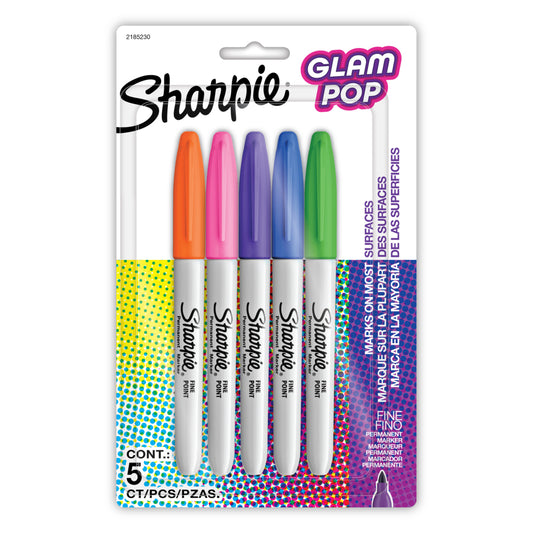 Sharpie Glam Pop Permanent Markers - Fine Point - Assorted - 5 Pack