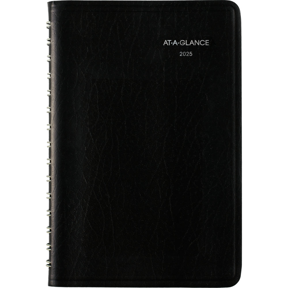 AT-A-GLANCE 2025 Daily Appointment Book - 8" H x 4-7/8" W - Black - English