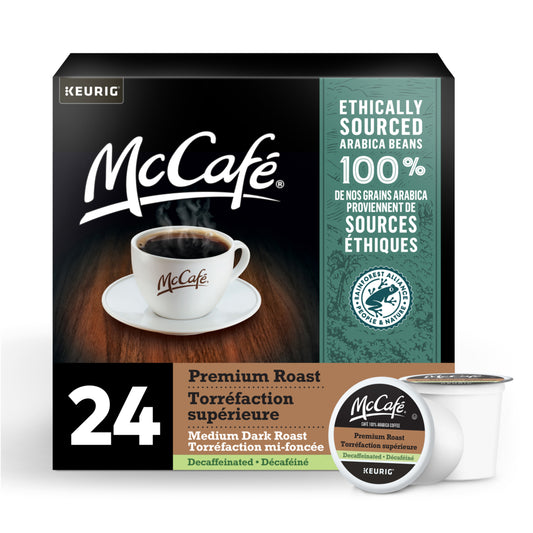 Café décaféiné McCafé Premium, torréfaction moyennement foncée – Capsules K-Cup – Paquet de 24