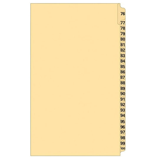 Litigation Tabs 25th Cut Numeric Set 14" Buff #76-100